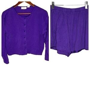 Victoria’s Secret VINTAGE purple pajama matching set shorts long sleeve small